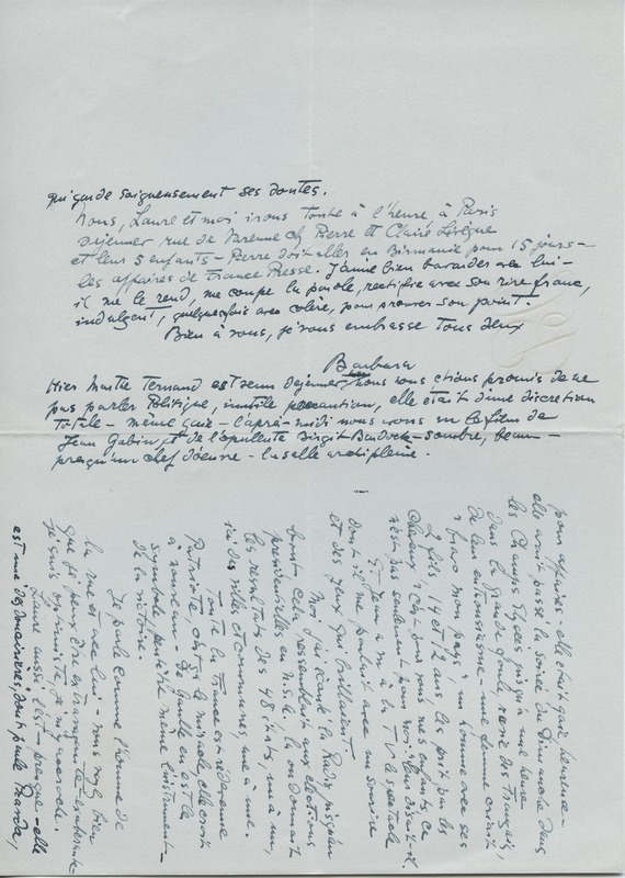 Lettre de Barbara Church à Jean Paulhan (30 septembre 1958)
