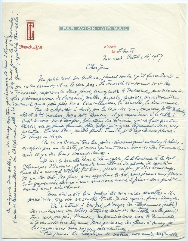 Lettre de Barbara Church à Jean Paulhan (16 octobre 1957)
