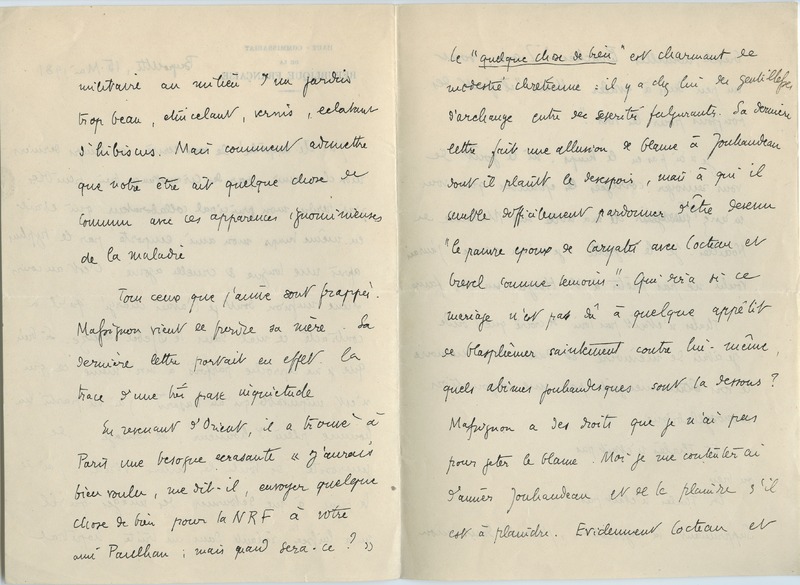 Lettre de Gabriel Bounoure à Jean Paulhan, 1931-05-15