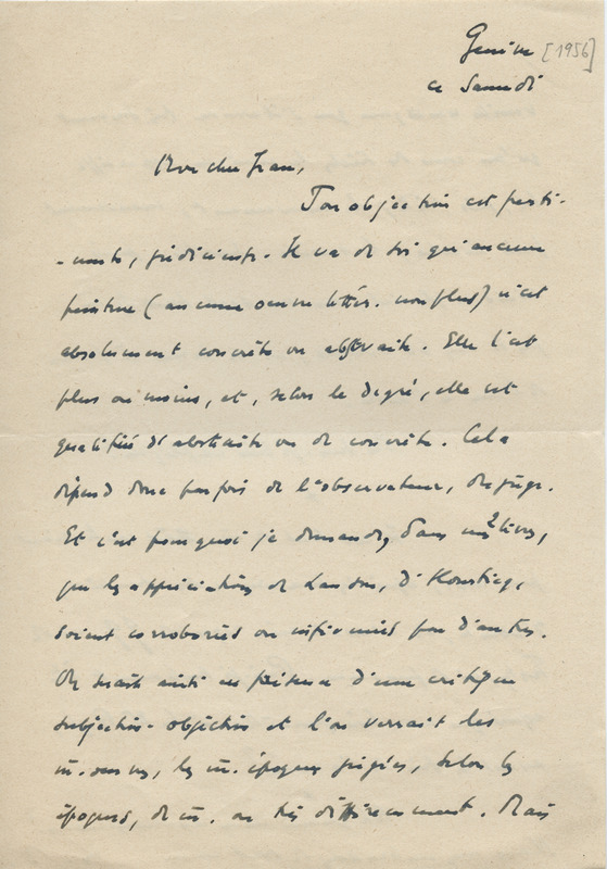 Lettre de Léon Bopp à Jean Paulhan, 1956