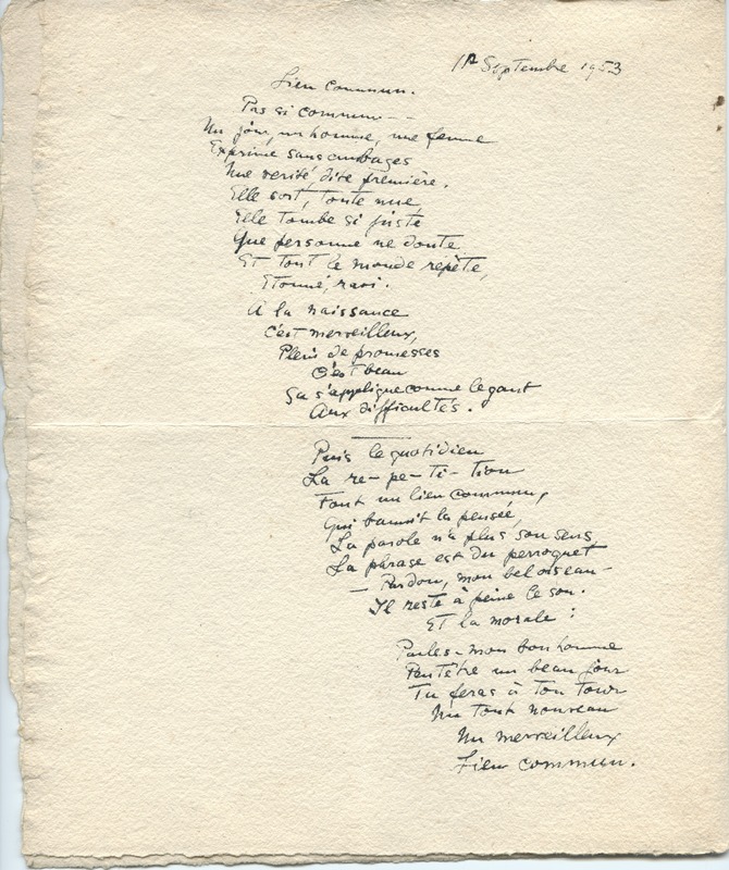 Lettre de Barbara Church à Jean Paulhan (3 septembre 1953)