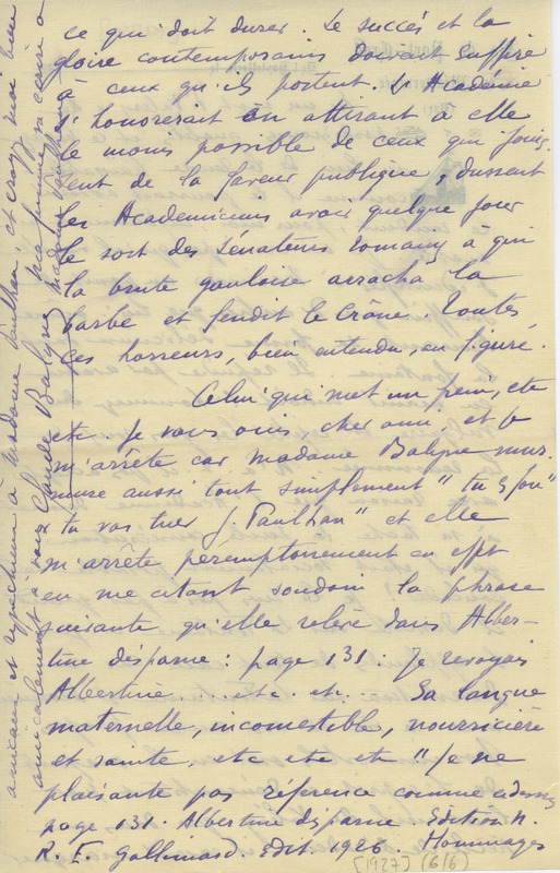 Lettre de Claude Balyne à Jean Paulhan, 1927-11-25 Lettre de Claude Balyne à Jean Paulhan, 1927-11-25
