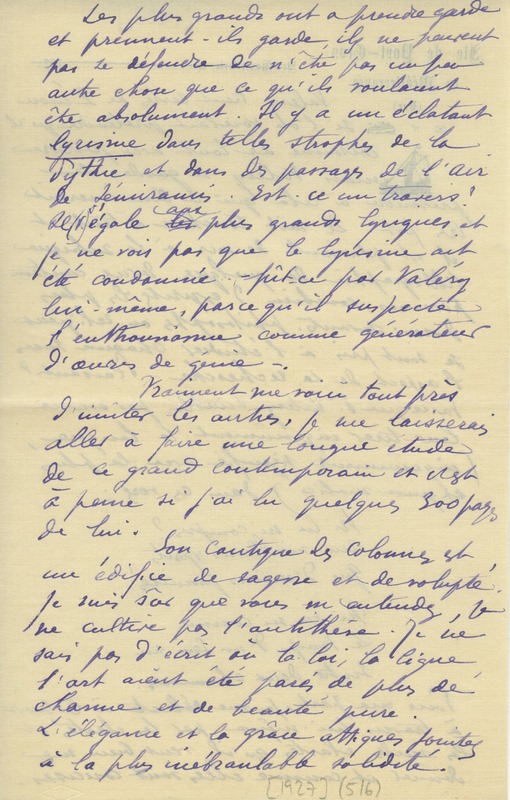 Lettre de Claude Balyne à Jean Paulhan, 1927-11-25 Lettre de Claude Balyne à Jean Paulhan, 1927-11-25