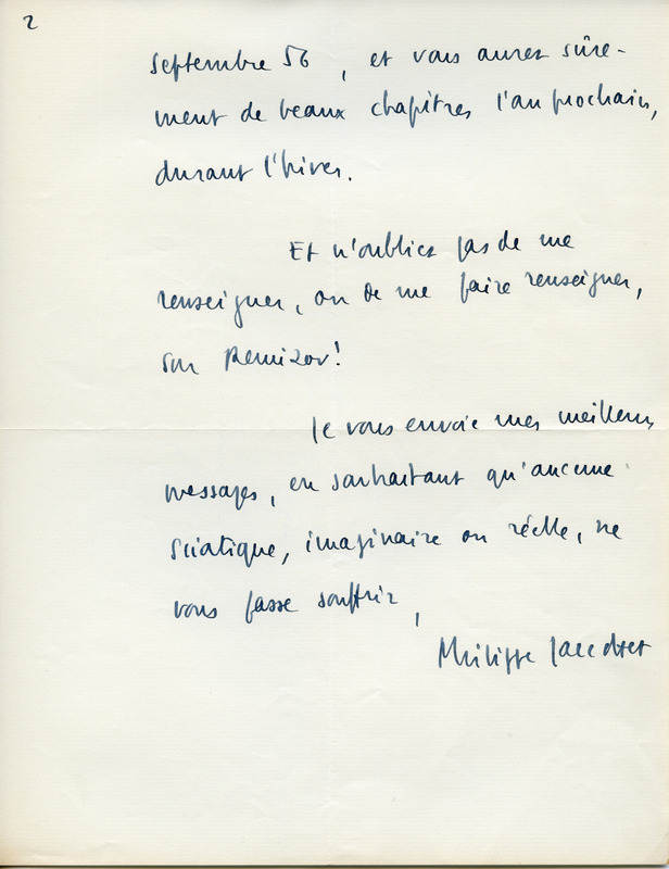 Lettre de Philippe Jaccottet à Jean Paulhan, 1955-07-30