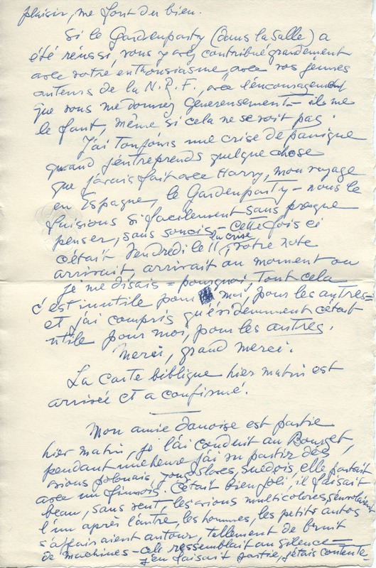 Lettre de Barbara Church à Jean Paulhan (16 juin 1954)