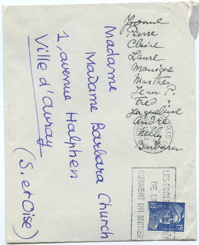 Lettre de Jean Paulhan à Barbara Church (3 septembre 1953)