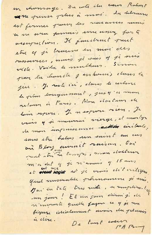 Lettre de Pierre-André Benoit à Jean Paulhan, 1950