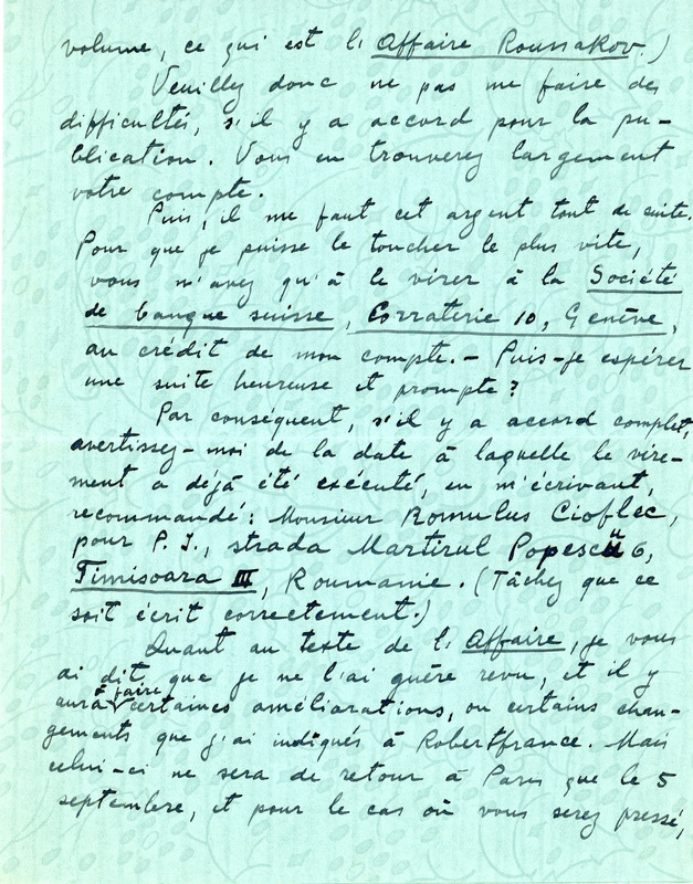 Lettre de Panaït Istrati à Jean Paulhan, 1929-08-19