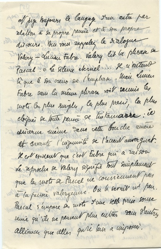 Lettre de Gabriel Bounoure à Jean Paulhan, 1928-10-22