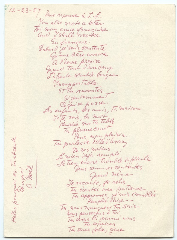 Lettre de Barbara Church à Jean Paulhan (5 janvier 1958)