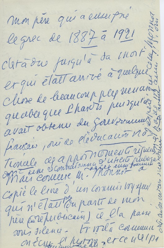 Lettre de Marie-Anne Comnène à Jean Paulhan, 1957-01-07