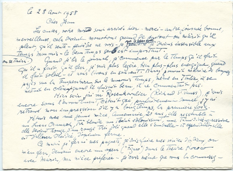 Lettre de Barbara Church à Jean Paulhan (28 août 1958)