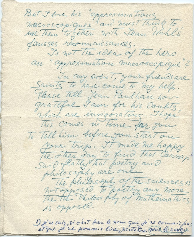 Lettre de Barbara Church à Jean Paulhan (23 août 1951)