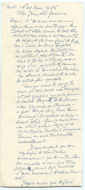 Lettre de Barbara Church à Jean Paulhan (20 mars 1956)