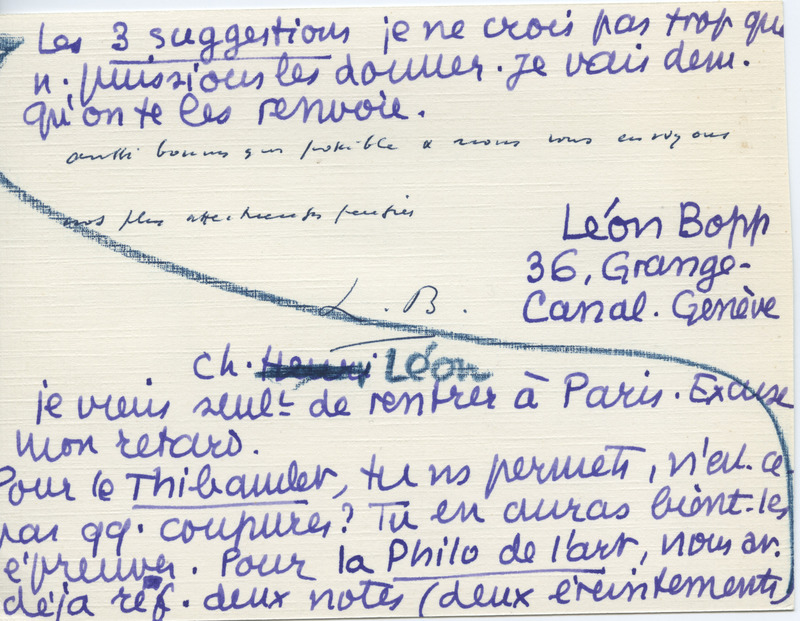 Lettre de Léon Bopp à Jean Paulhan, 1955-10-15