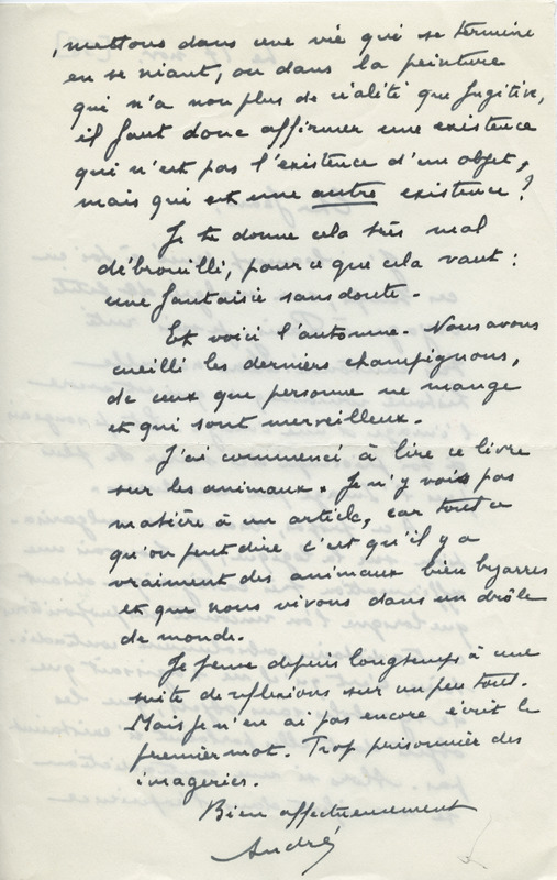 Lettre d'André Dhôtel à Jean Paulhan, 1958-03-17