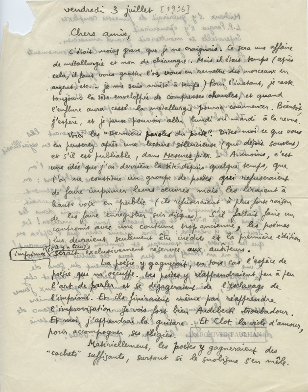 Lettre de René Daumal à Jean Paulhan, 1936-07-03 Lettre de René Daumal à Jean Paulhan, 1936-07-03