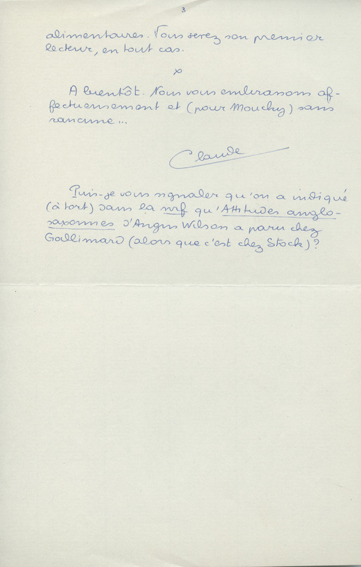 Lettre de Claude Elsen à Jean Paulhan, 1957