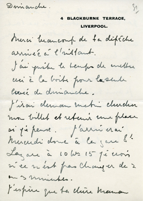 Lettre de Bertha Rhodes à Jean Paulhan, 1931 Lettre de Bertha Rhodes à Jean Paulhan, 1931
