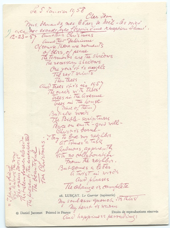 Lettre de Barbara Church à Jean Paulhan (5 janvier 1958)