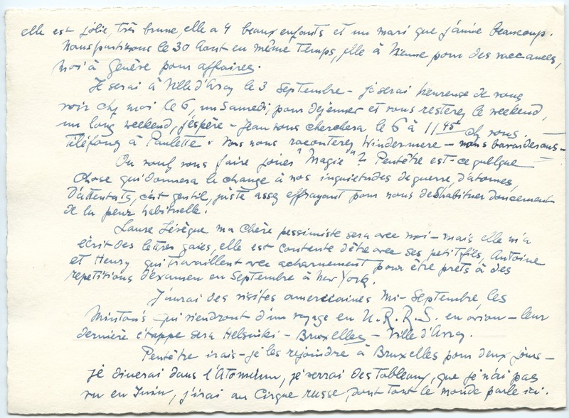 Lettre de Barbara Church à Jean Paulhan (28 août 1958)