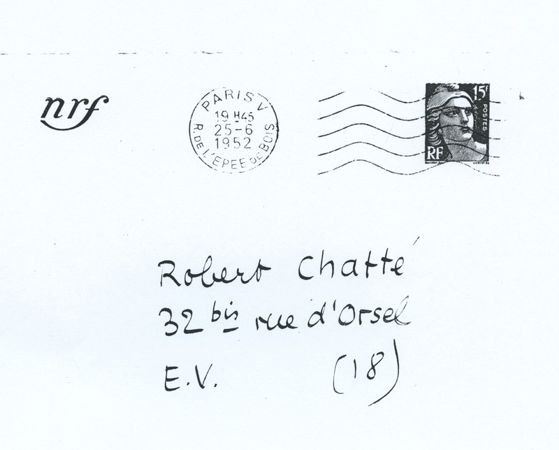Lettre de Jean Paulhan à Robert Chatté, 1952-06-25