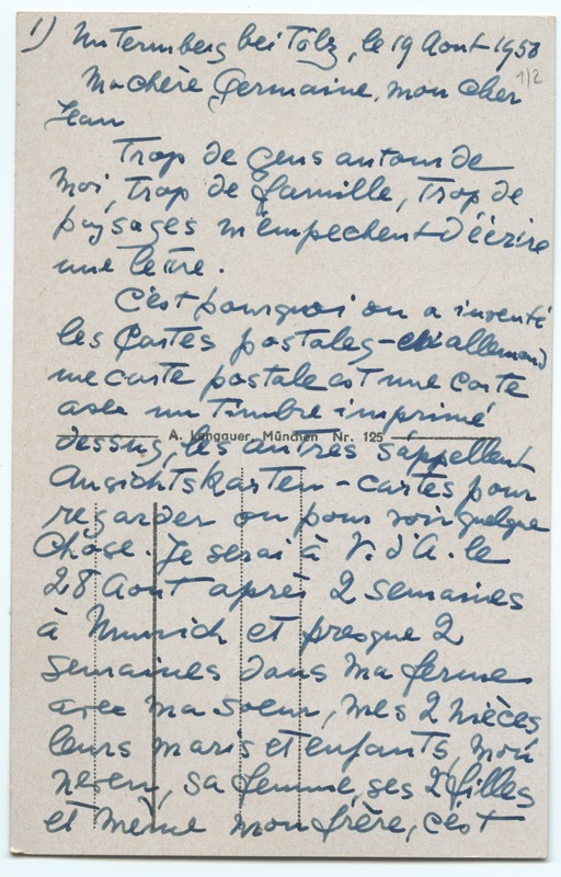 Lettre de Barbara Church à Jean Paulhan (19 août 1950)