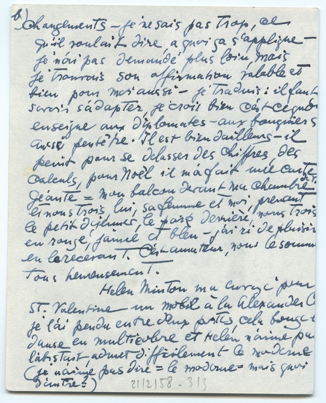 Lettre de Barbara Church à Jean Paulhan (21 février 1958)