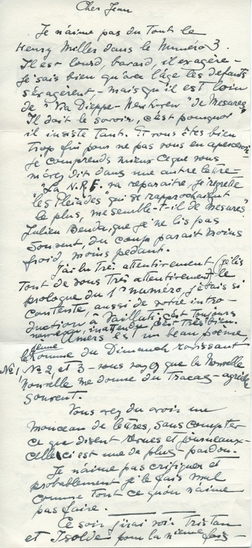 Lettre de Barbara Church à Jean Paulhan (27 mars 1953)