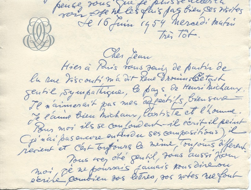 Lettre de Barbara Church à Jean Paulhan (16 juin 1954)