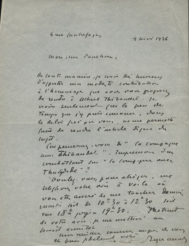 Lettre de Roger Allard à Jean Paulhan, 1936-05-04 Lettre de Roger Allard à Jean Paulhan, 1936-05-04