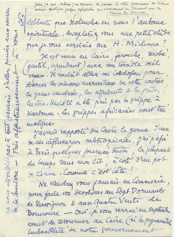 Lettre de Gabriel Bounoure à Jean Paulhan, 1955-07-08