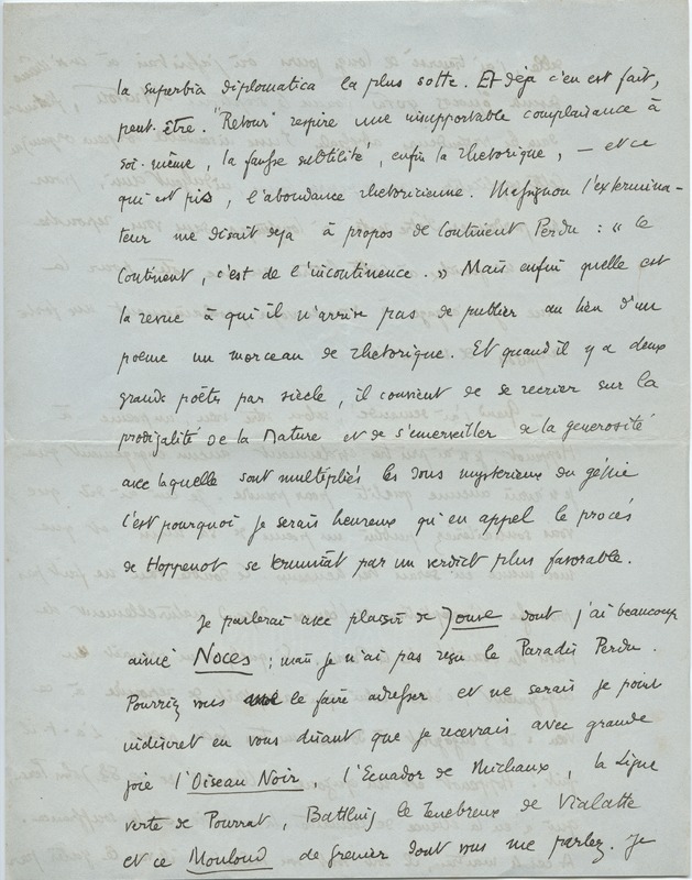 Lettre de Gabriel Bounoure à Jean Paulhan, 1929