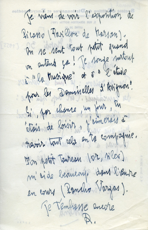 Lettre de Roland Purnal à Jean Paulhan, 1955 Lettre de Roland Purnal à Jean Paulhan, 1955