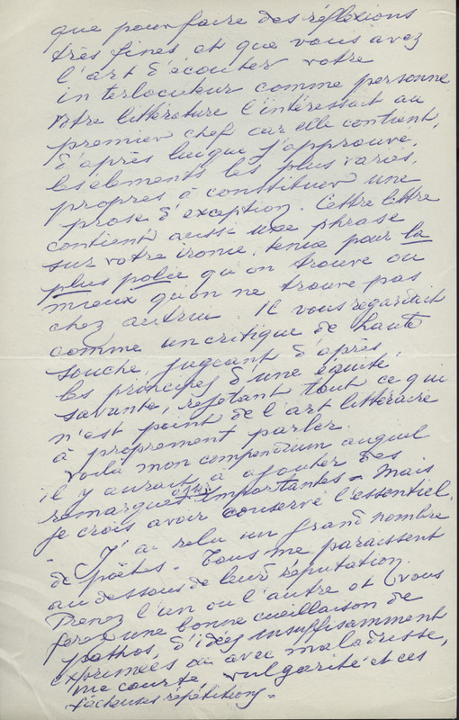 Lettre de Louis de Gonzague-Frick à Jean Paulhan, 1953