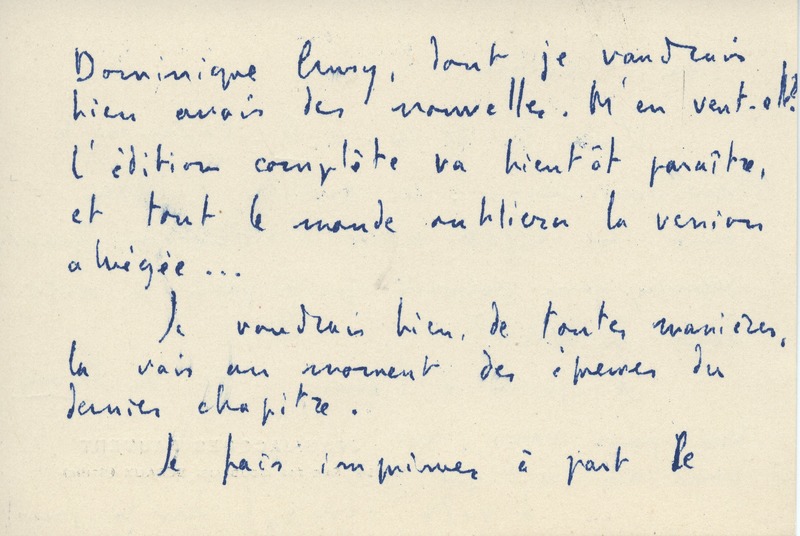 Lettre de Jean-Jacques Pauvert à Jean Paulhan, 1954