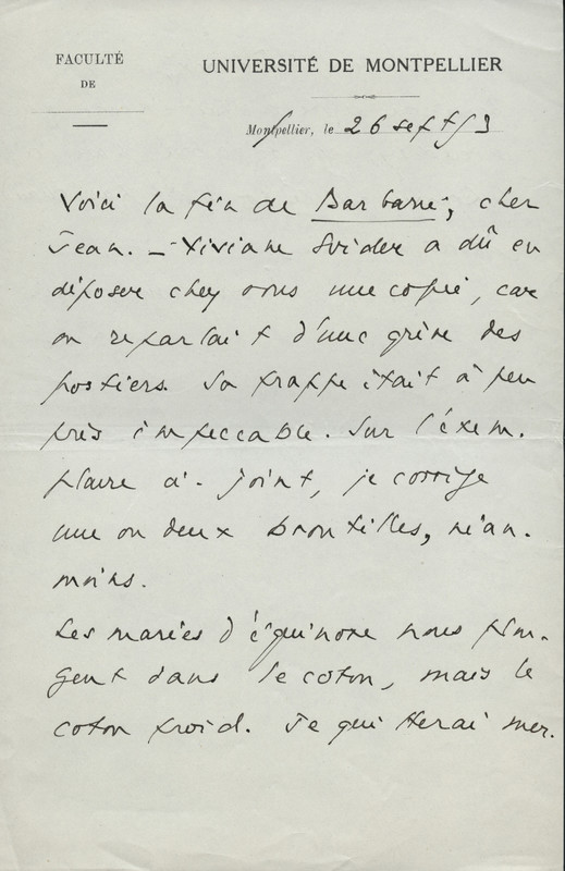 Lettre de René Étiemble à Jean Paulhan, 1953-09-26 Lettre de René Étiemble à Jean Paulhan, 1953-09-26