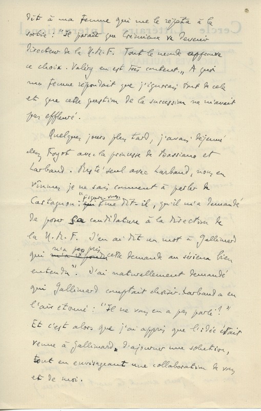 Lettre de Benjamin Crémieux à Jean Paulhan, 1925-10-23