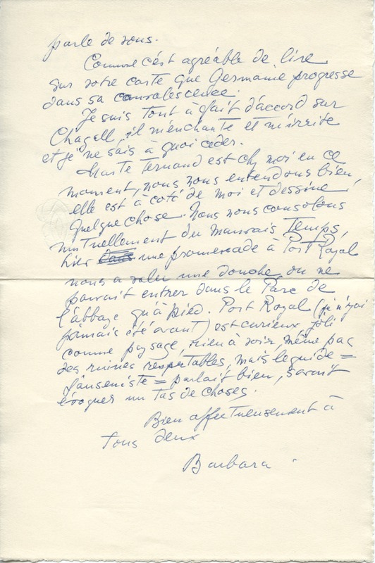 Lettre de Barbara Church à Jean Paulhan (3 juillet 1954) Lettre de Barbara Church à Jean Paulhan (3 juillet 1954)