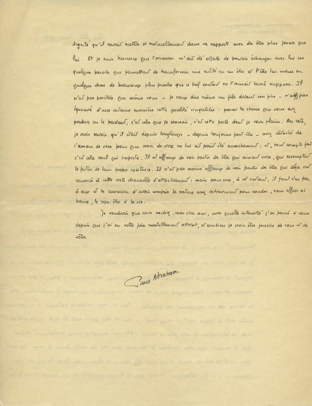 Lettre de Pierre Abraham à Jean Paulhan, 1931-03-26