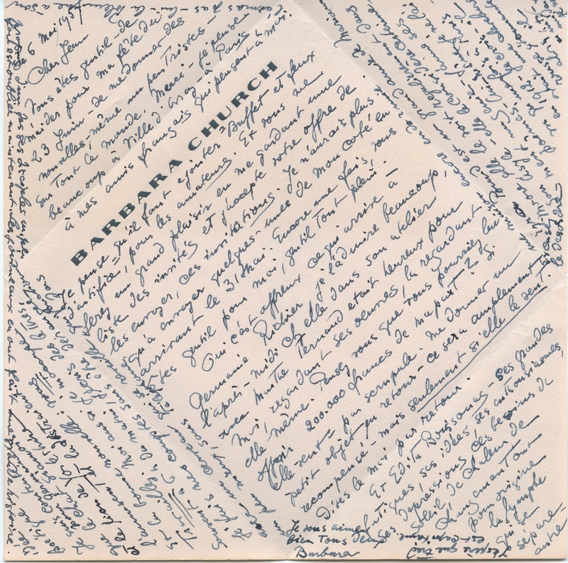 Lettre de Barbara Church à Jean Paulhan (6 mai 1957)