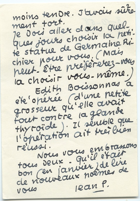 Lettre de Jean Paulhan à Barbara Church (3 mars 1958)