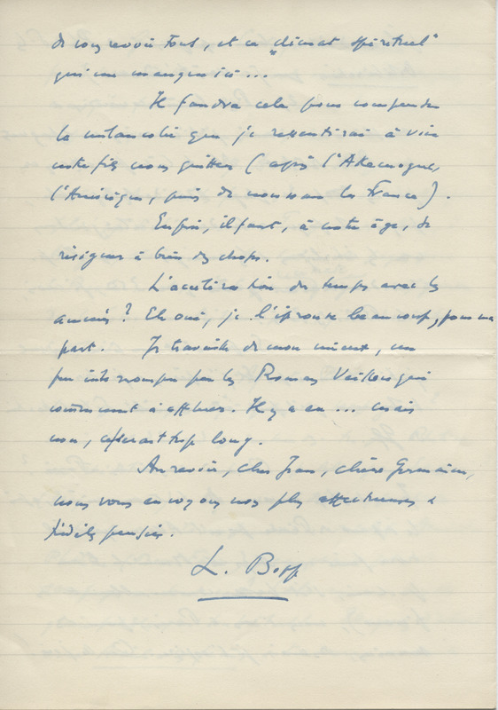 Lettre de Léon Bopp à Jean Paulhan, 1953-12-02