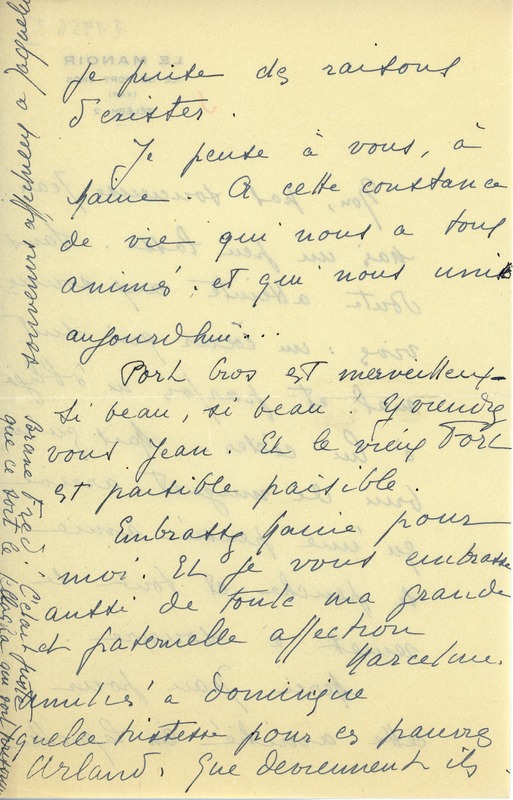 Lettre de Marcel Henry à Jean Paulhan, 1956
