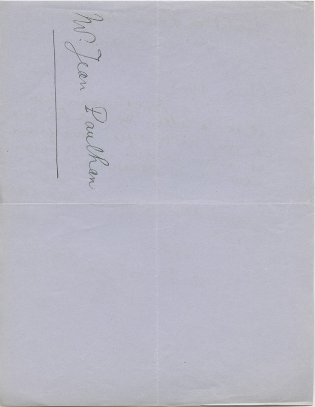 Lettre de Jacques de Lacretelle à Jean Paulhan (1930)