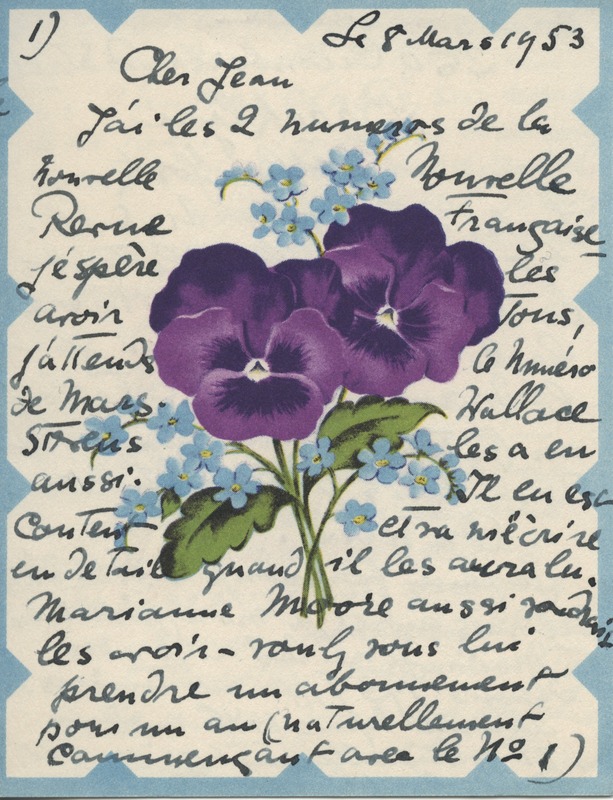 Lettre de Barbara Church à Jean Paulhan (8 mars 1953)