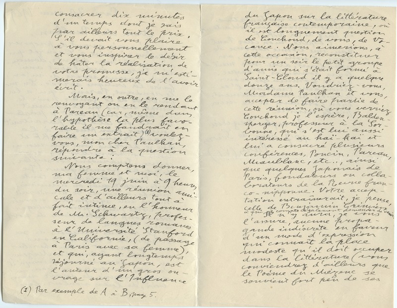 Lettre de Julien Vocance à Jean Paulhan (30 mai 1929)