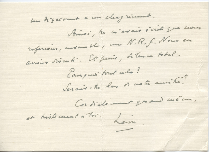 Lettre de Léon Bopp à Jean Paulhan, 1952-10-22