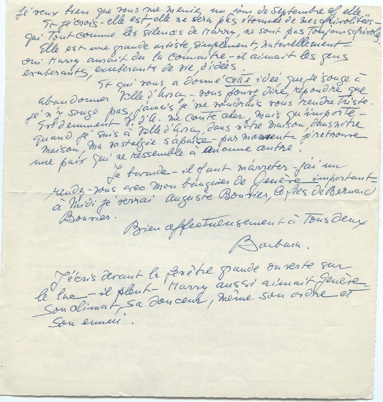 Lettre de Barbara Church à Jean Paulhan (23 août 1956)