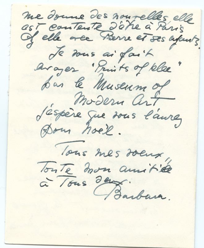 Lettre de Barbara Church à Jean Paulhan (18 décembre 1950)